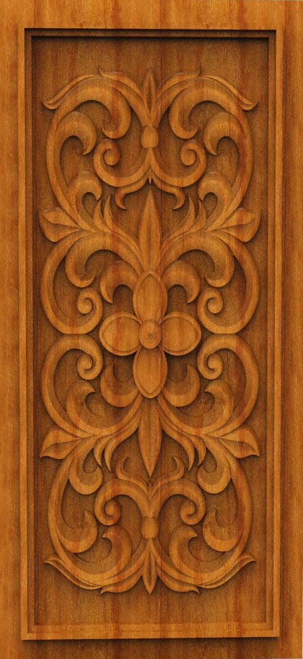 3D DOOR - OAK-58 Classic Ornate Floral Scroll Relief Carving Design